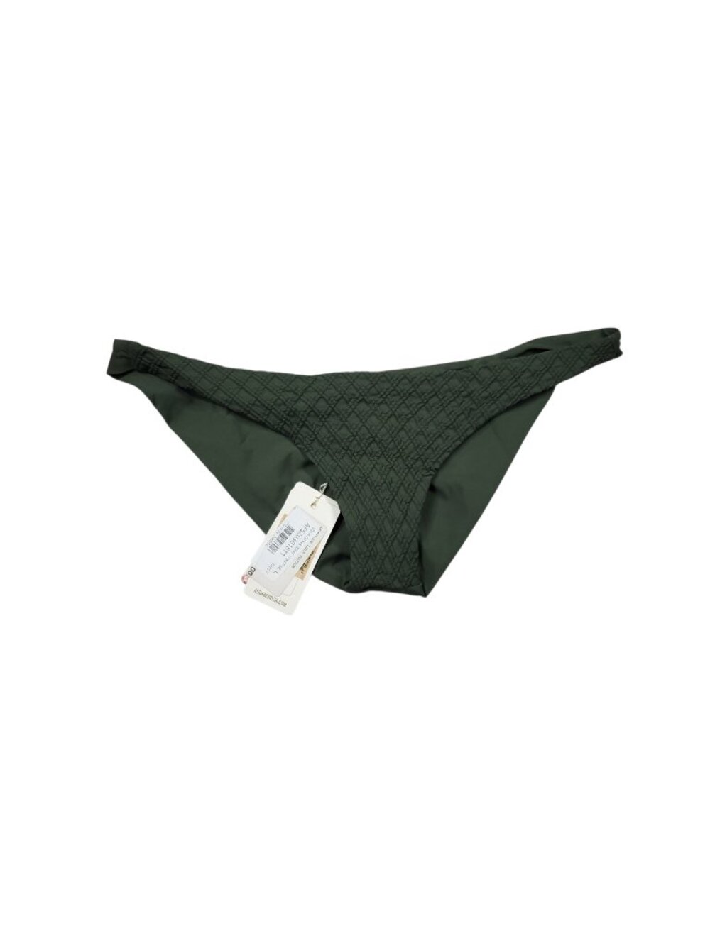Agua Bendita Lola Gemstones Bikini Swim Bottom Dark Green Textured Size Large